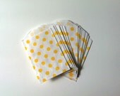 Yellow Polka dot Treat  Bags, wedding favor bags, party treat bags, polka dot favor bags, yellow favors