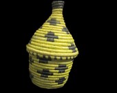Yellow and Black Hand Woven Basket