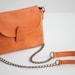 Mini Crossbody Bag with Chain and Leather Strap in Orange- The Roxy