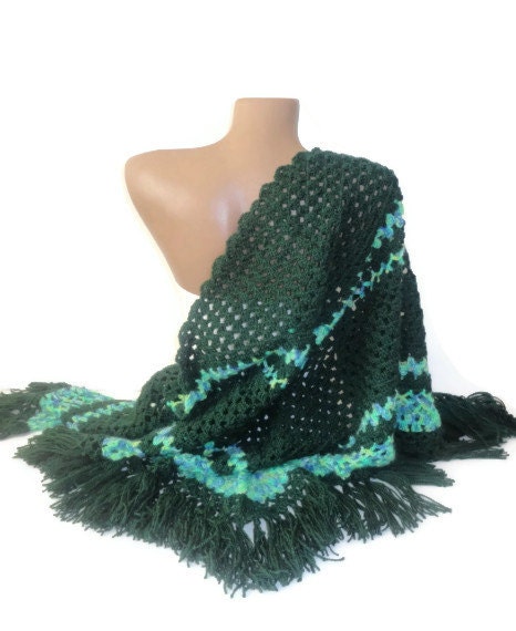 shawl ,Women Hand crocheted shawl ,Stole ,wrap ,Green ,scarf ,2013 women shawl trends
