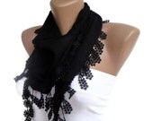 black lace scarf , women accessory for spring summer , gifts for her