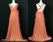 Coral Wedding Dress Wrap Convertible Dress Bridesmaid Dress Infinity Maxi Women Plus Size