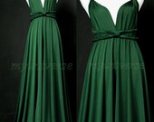 Maxi Dress Wedding Dress Wrap Convertible Dress Bridesmaid Dress Infinity Dark Green Plus Size