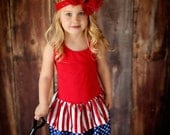 SALE- 4th of July Girls Dress - Baby 1st 4th of July -  4th of july Outfit - Tank Top Dress - Red Girls Dress - All American Girl