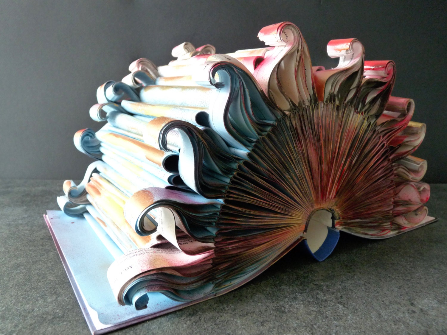 Book Art Sculpture "Red Sun"