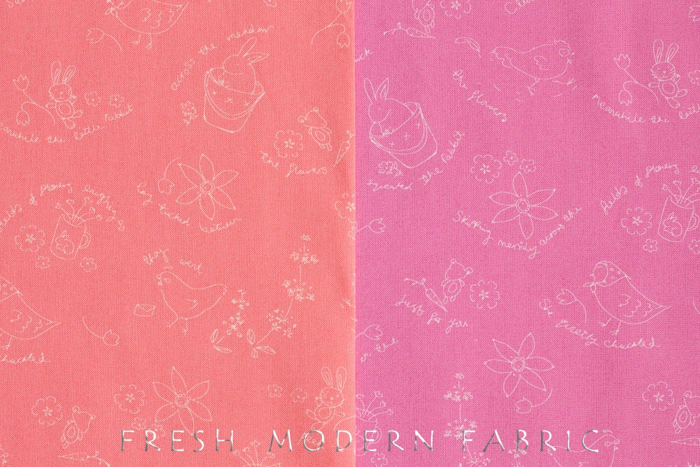 Fat Quarter Posy Cluck in Geranium and Hollyhock, Aneela Hoey, Moda Fabrics, 100% Cotton Fabric