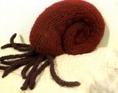 The Nautiloid - Handknit Nautilus Pillow - Medium - Maroon and Purple