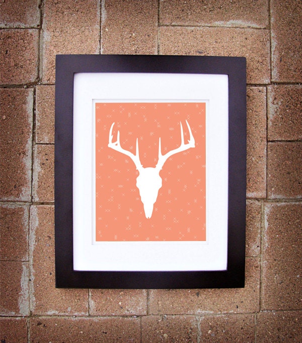 Antlers in Peach Nectar - 8x10 Printable Art - Instant Download