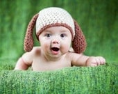 Puppy dog with ears crochet beanie hat. Newborn. Great photo photography prop.