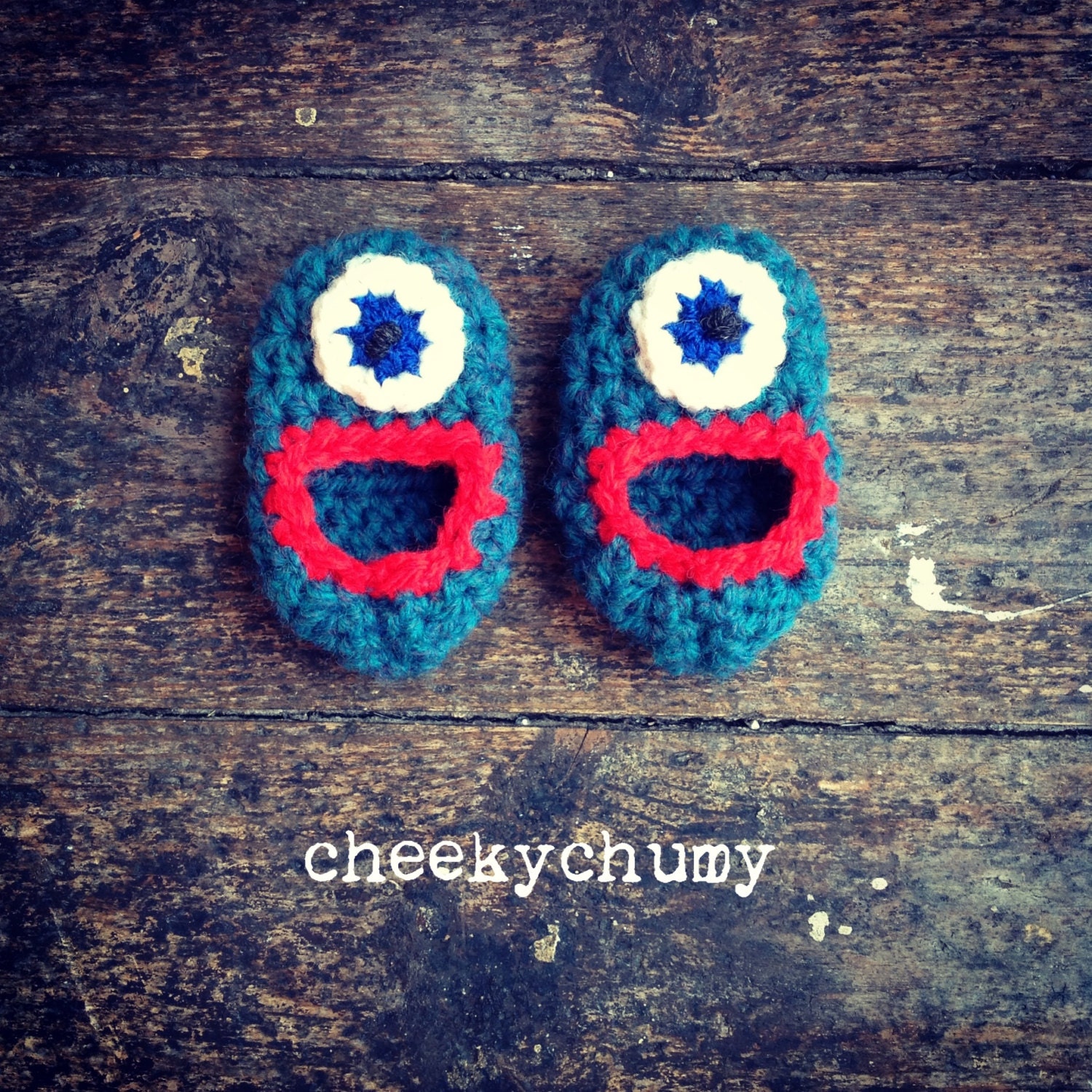 Monster feet slippers, booties. 0-6 months.