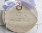 Ring Bearer Wood Bowl Ring Bearer Pillow Alternative with choice of ribbon