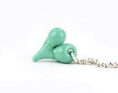 Mint Seafoam Teacher Gift Wedding Lampwork Heart Necklace Pendant