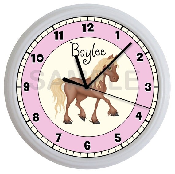 Personalized Pony Horse WALL CLOCK by cabgodfrey on Etsy