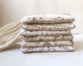 Set of 6 iPhone Zipper Wristlet Burlap Vintage Doily - Coin Purse Bridal Clutch - Bridesmaid Gift - Rustic Wedding Pouch