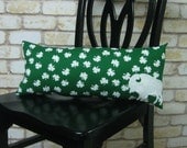 Buffalo Irish St Patricks Day Shamrock Pillow in White and Green Cotton with Wool Felt Buffalo Silhouette