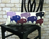 Buffalo Pride Shades of Purple Wool Felt Throw Pillow in Ivory Cotton