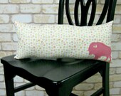 Buffalo Baby Pillow Mini Silhouette in Pink Wool Felt on Polka Dot Ivory Cotton