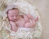 Newborn Embroidered Lace Head Wrap. Head Scarf, Vintage Inspired, Photo Prop.