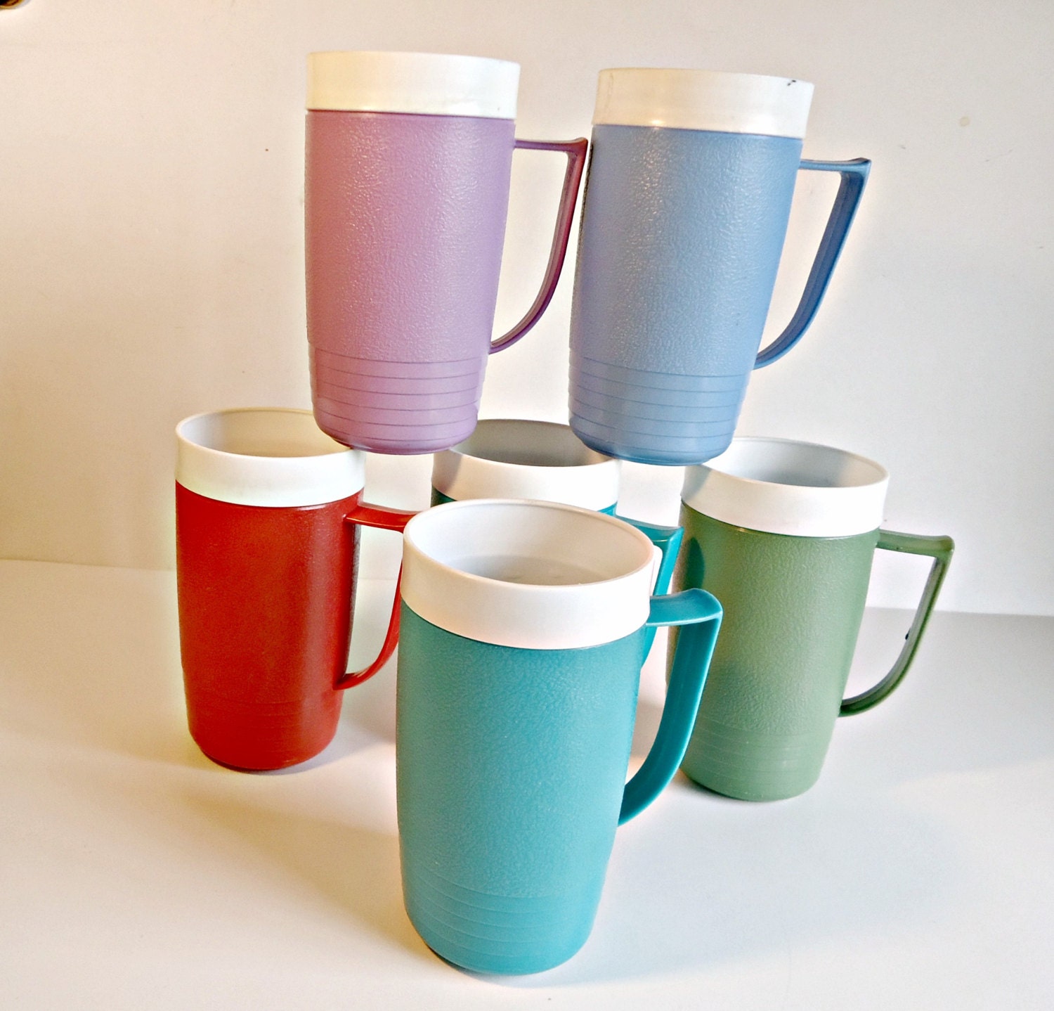 6 Sunfrost Thermo-O-Ware Mugs Mug Retro Mid Century 1950's