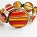 Antique Victorian Banded Agate Bracelet Gold Brass Scottish Agate Victorian Jewelry 1880s Antique Jewelry