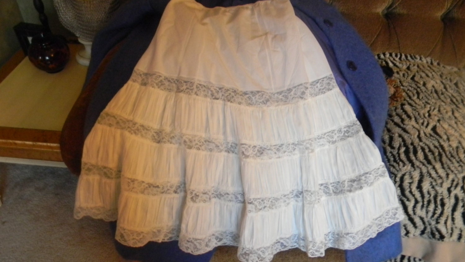 PETTICOAT slip .ruffled vintage half slip layered skirted poof slip.