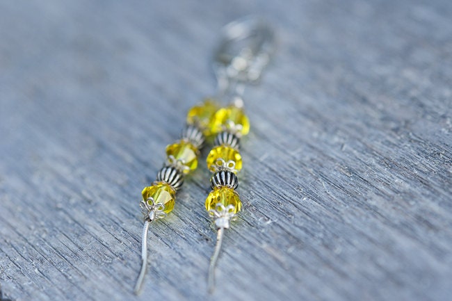 Long Beadwork Earrings Dangle Swarovski Crystal Vintage Style Summer Jewelry