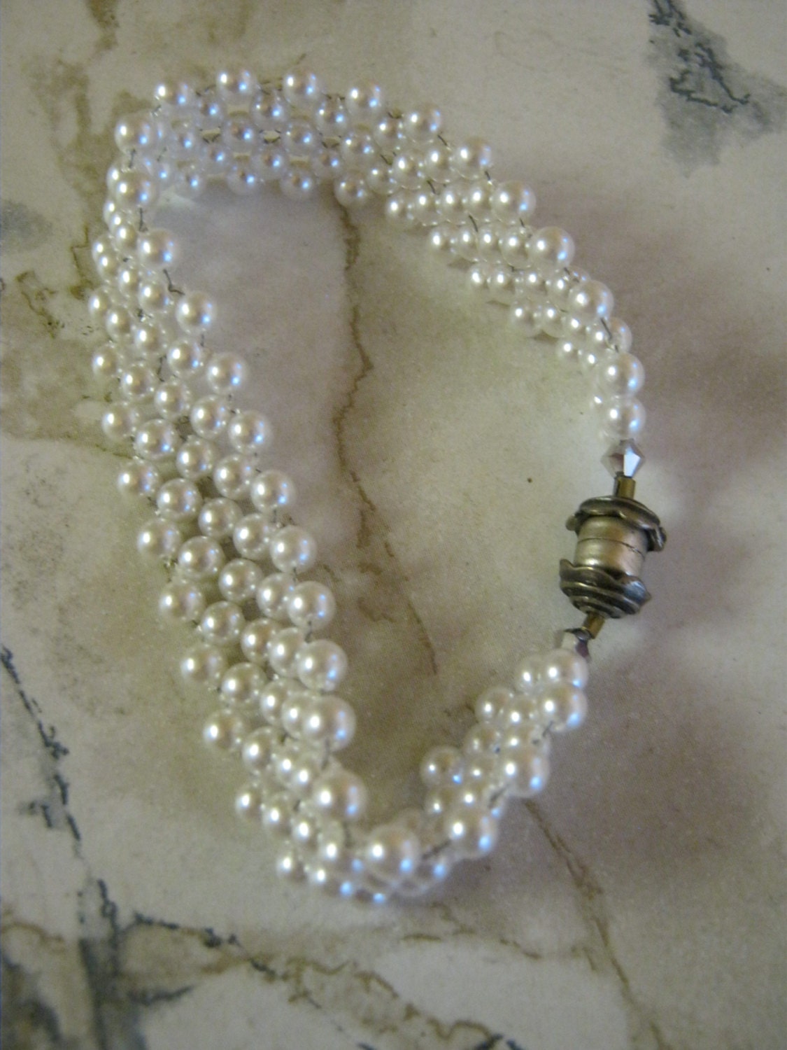 White Pearl Wedding Bracelet