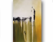 Canvas Abstract Painting Minimalist Art Large Original Painting Willow Tree Green & Chocolate Turtle Yellow Contemporary Art 36" Day