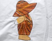 Beautiful Applique & Embroidered SUSPENDER OVERALLS SAM Sunbonnet Sue 12" Quilt Block Square No. 4