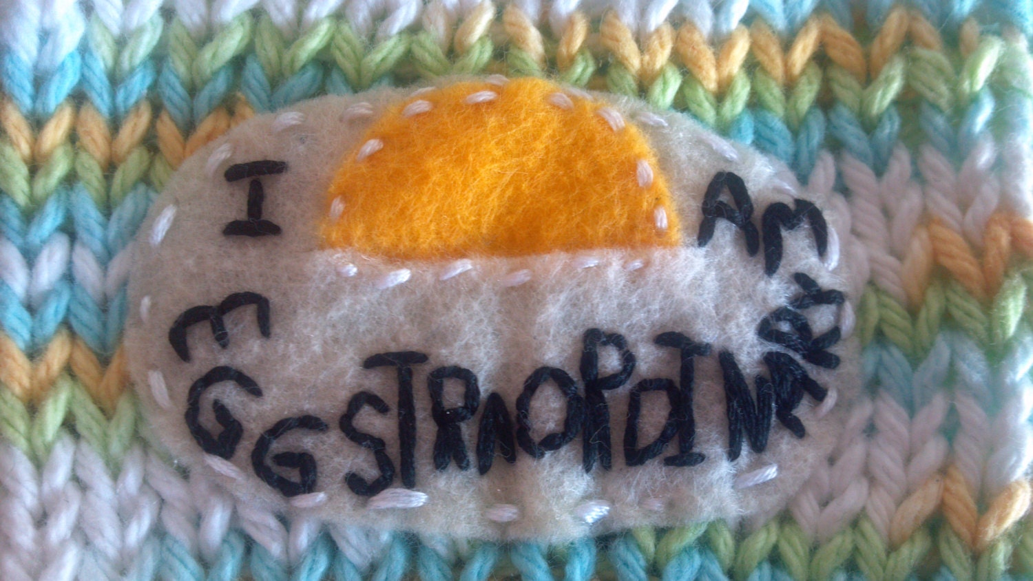 hand knit coffee cozy, I am eggstraordinary