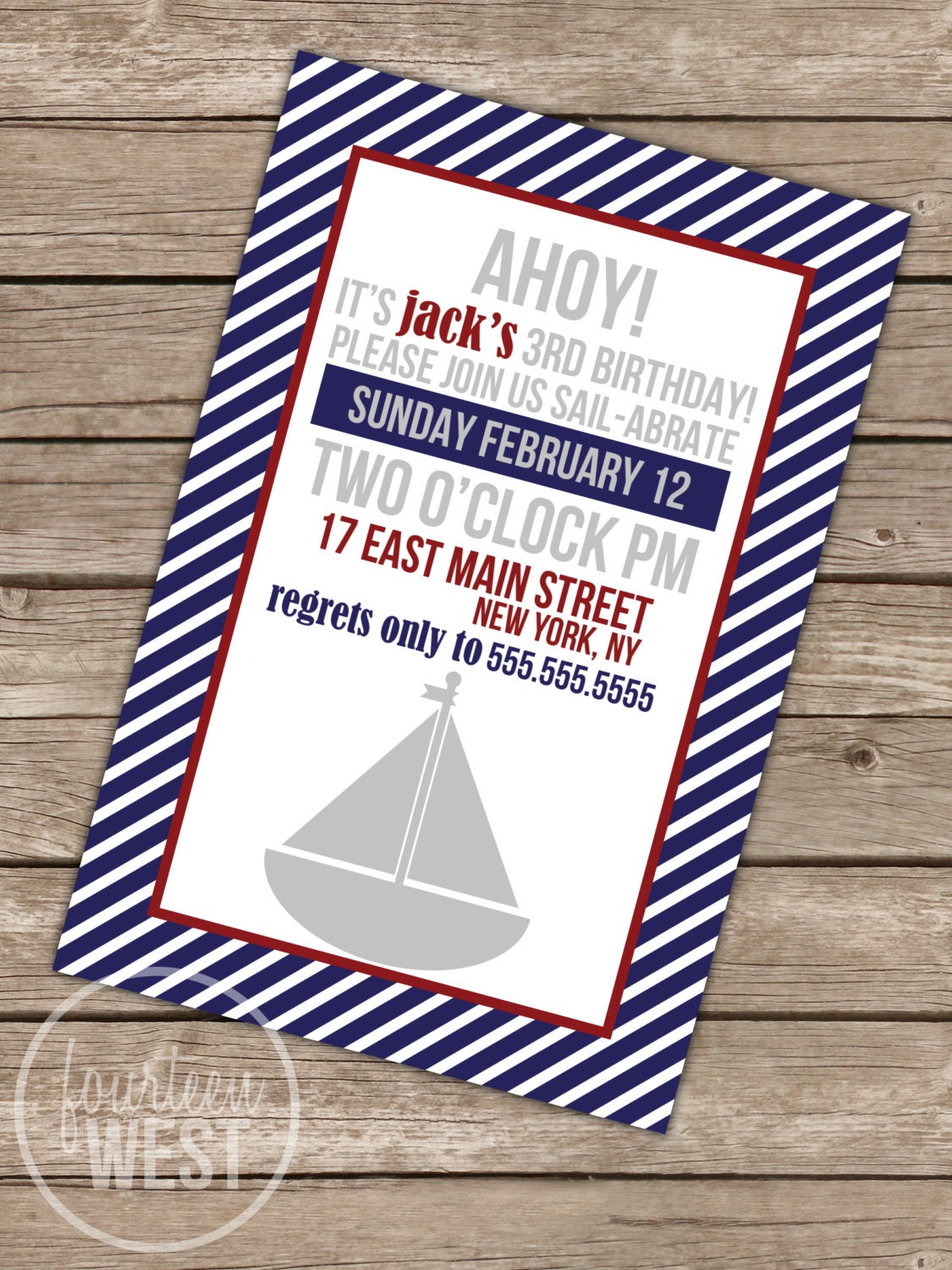 Nautical Birthday Invitation (Printable Digital File) Il_570xn