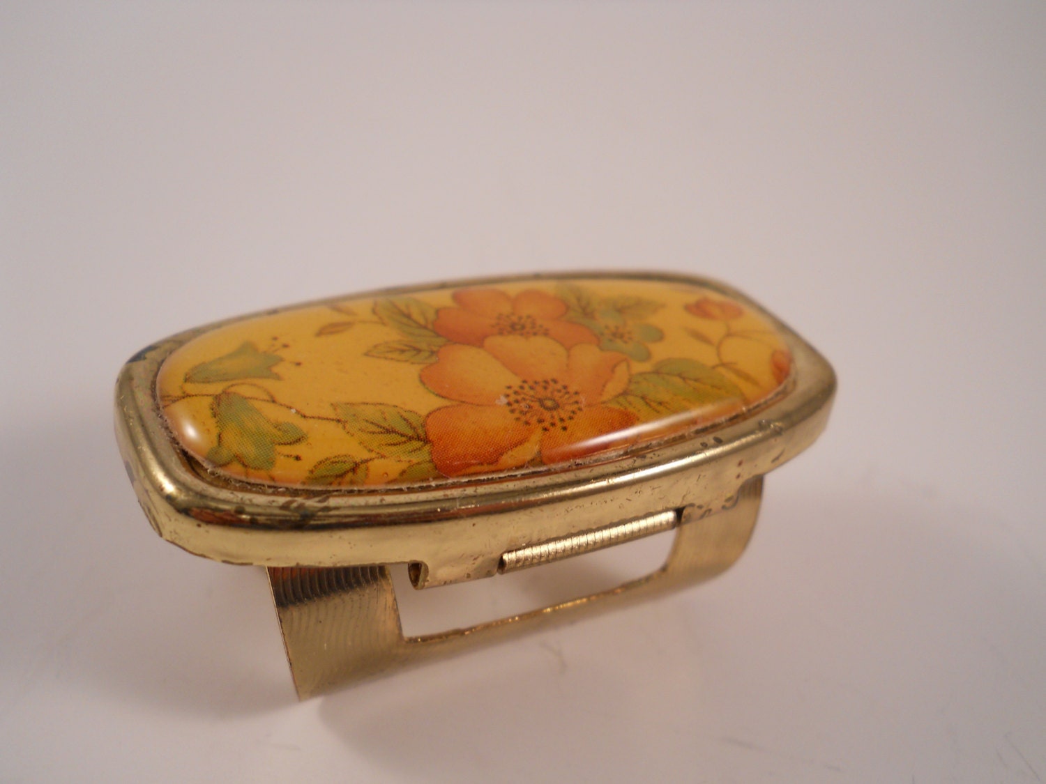 Gold Tone Vintage Lipstick Holder With Mirror