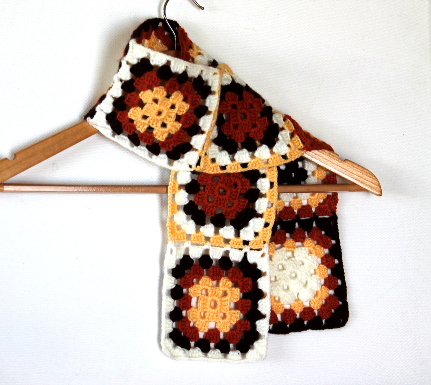 Granny Square Scarf /  Brown /  Valentines day / Mother's Day Gift