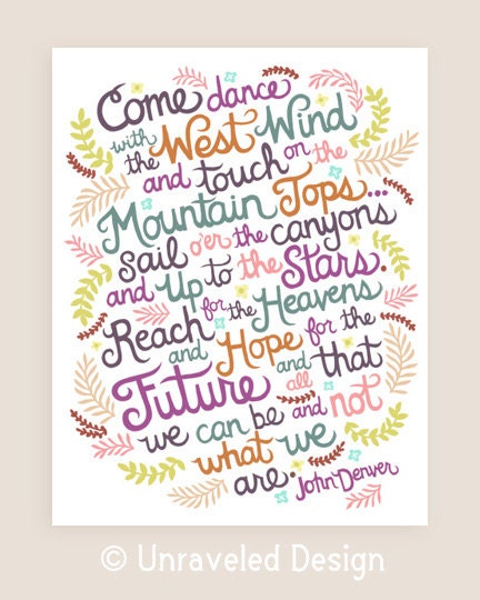 8x10-in John Denver Quote Illustration Print.
