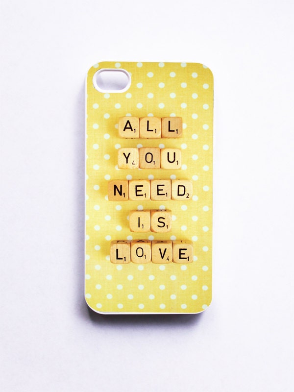 iPhone Case: All You Need is Love. White Case. Scrabble Blocks. Yellow White. Polka Dots. iPhone 4/4S Case. iPhone 5 Case. READY-TO-SHIP