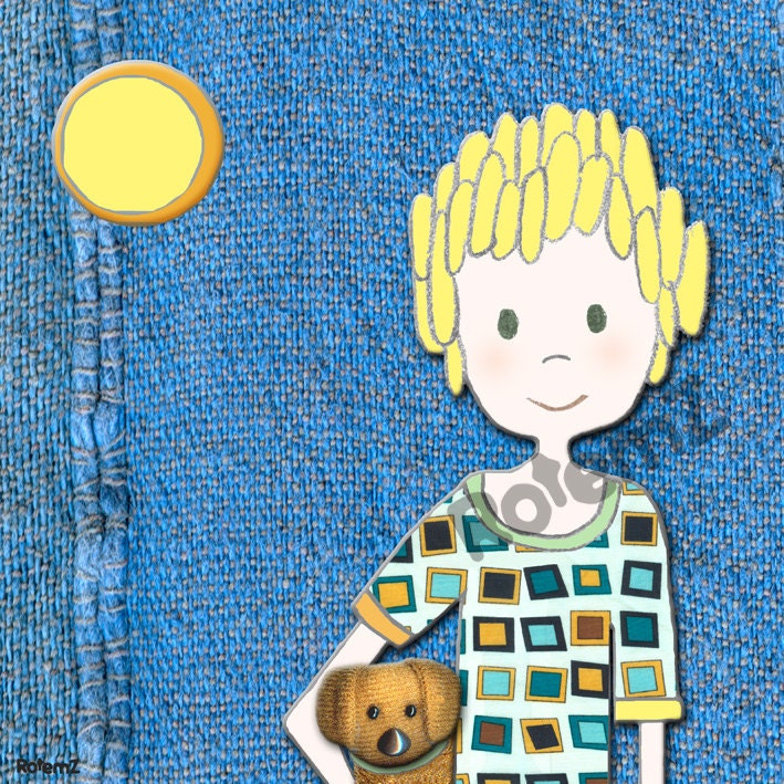 Boys Room Decor - A Canvas Print - Ethan and his Puppy