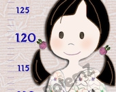Toddlers Growth Chart for Girls in Canvas - Feet and Inches or Meters and Centimeters