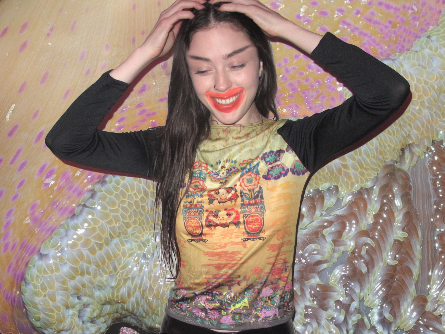 dragon psychedelic print shirt S