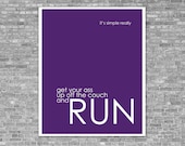 Exercise Running Poster - It's Simple Really - Fitness Inspirational Funny Modern Print Quote Typography Royal Purple