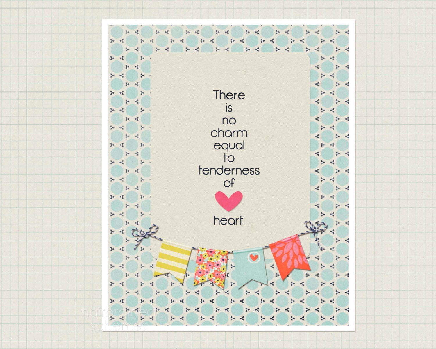 Jane Austen Quote Poster - Tenderness - Tender Heart - Blue Nursery Wall Art Digital Typography Print