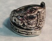 Silverware Ring Handmade Emilie Dionne Quintuple Vintage Carlton Silver plate 1934
