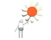 Daisy Greeting Card, Happy Birthday, Flower, Hand-Finished, Quirky Illustration of Poosac with Orange Daisy Embellishment