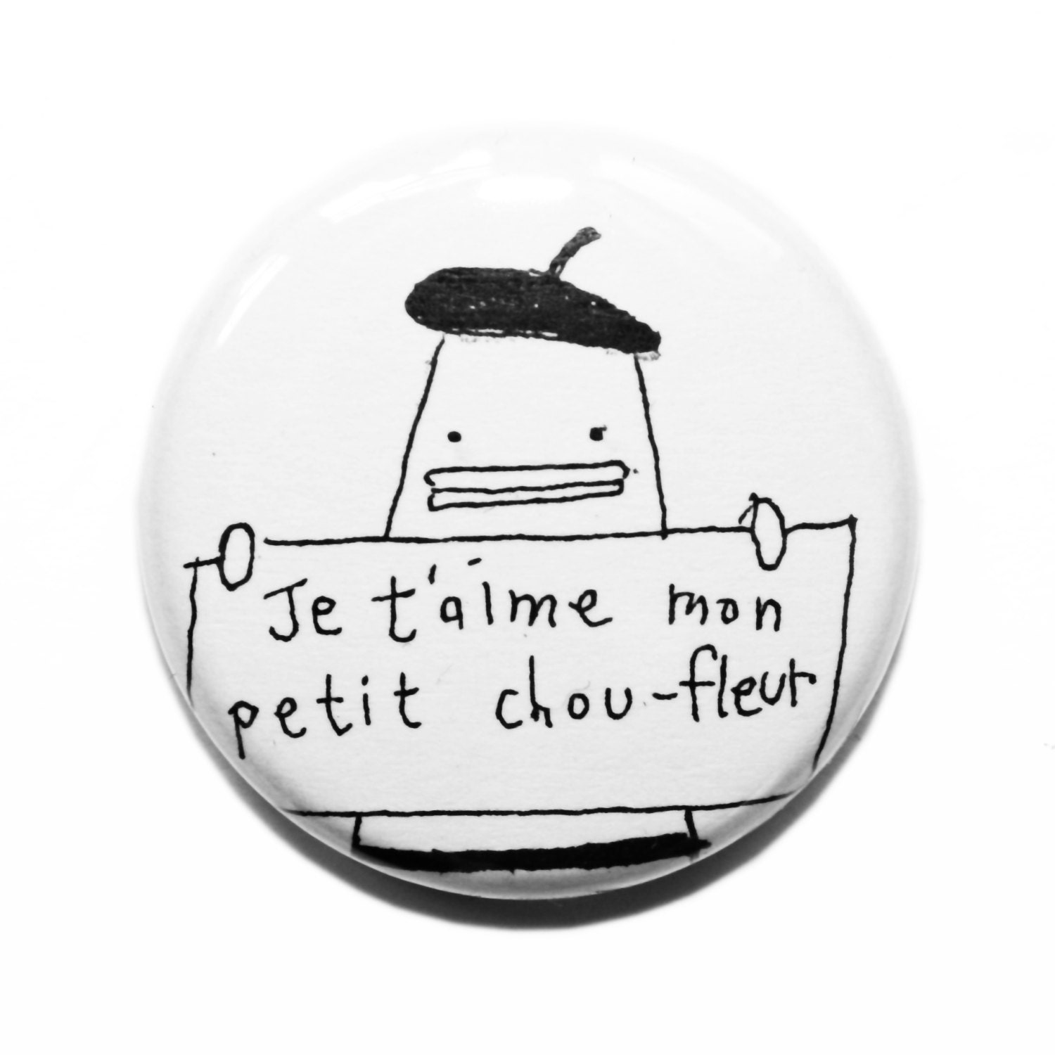 Cute Fridge Magnets, Unique Party Favor, Adorable Gift Idea, Bonjour, Ooh La La, Petit Chou-Fleur, Beret, Black, White, Little French Poosac