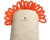 Handmade Plush Lion, Lion Stuffed Toy, Soft Toy Animal, Fabric Doll, Soft Sculpture, Orange, Creature, Art Doll, Freckles The Lion Poosac