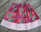 Spring Cleaning SALE -- Girl's toddlers Twirl Skirt - Red Love Ready To Ship Size 5T