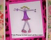 Girly Notecards Pink Black Purple Happy Diva Girl Handmade Notecards Blank Set of Six with Envelopes Free Shipping