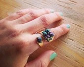 ON SALE NOW Handmade Titanium Brass Adjustable Ring, Spoon Handle Ring, Titanium Ring, Stone Ring, Ooak