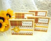 Notecard Set  of Four ,  yellow,  white,  plaid, flowers, thank you, just a note ,  for female,  Great Gift