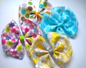 Deluxe Set of Hair Bows -- Four Hair Bows in Bright Colorful Prints