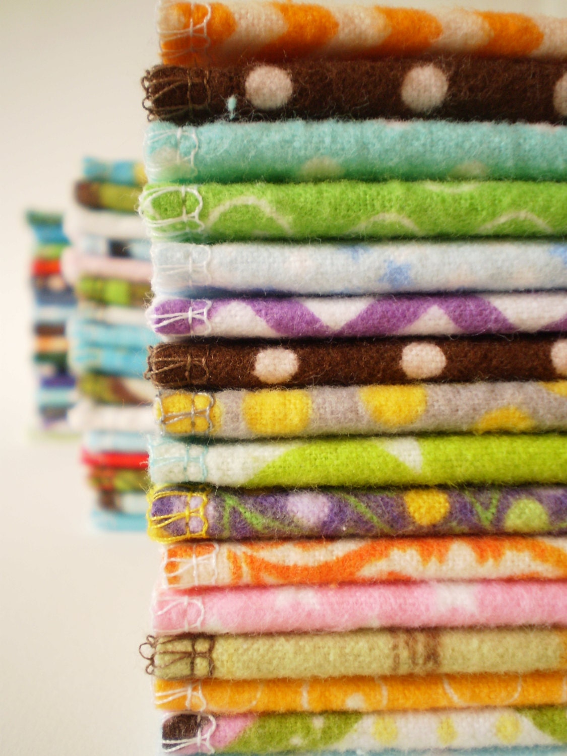 Reusable Cloth Wipes Pack of 16--Fun Bright Patterns Mix--Ready To Ship